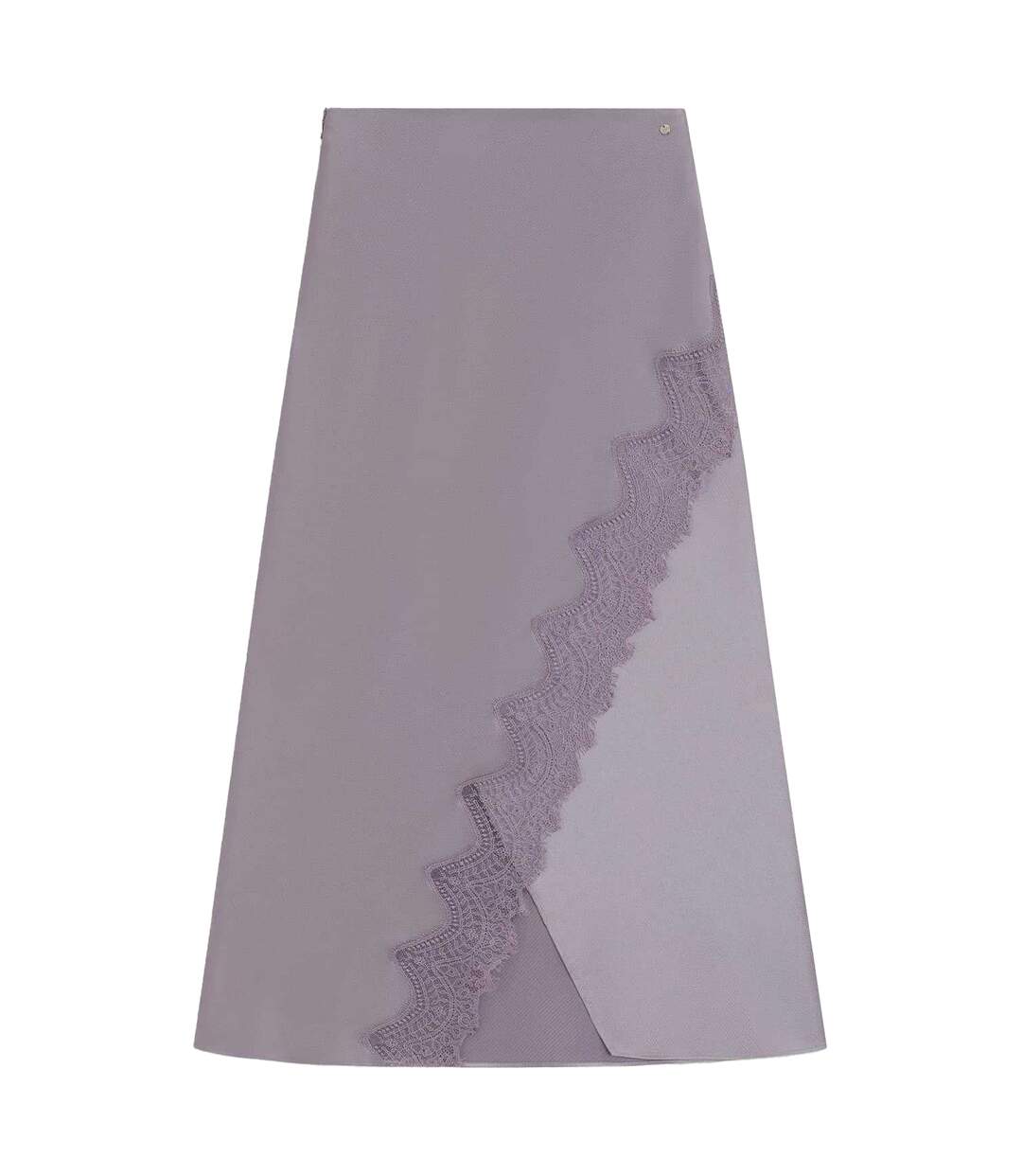 Womens/ladies Lace Trim Satin Maxi Skirt Purple Boss-1