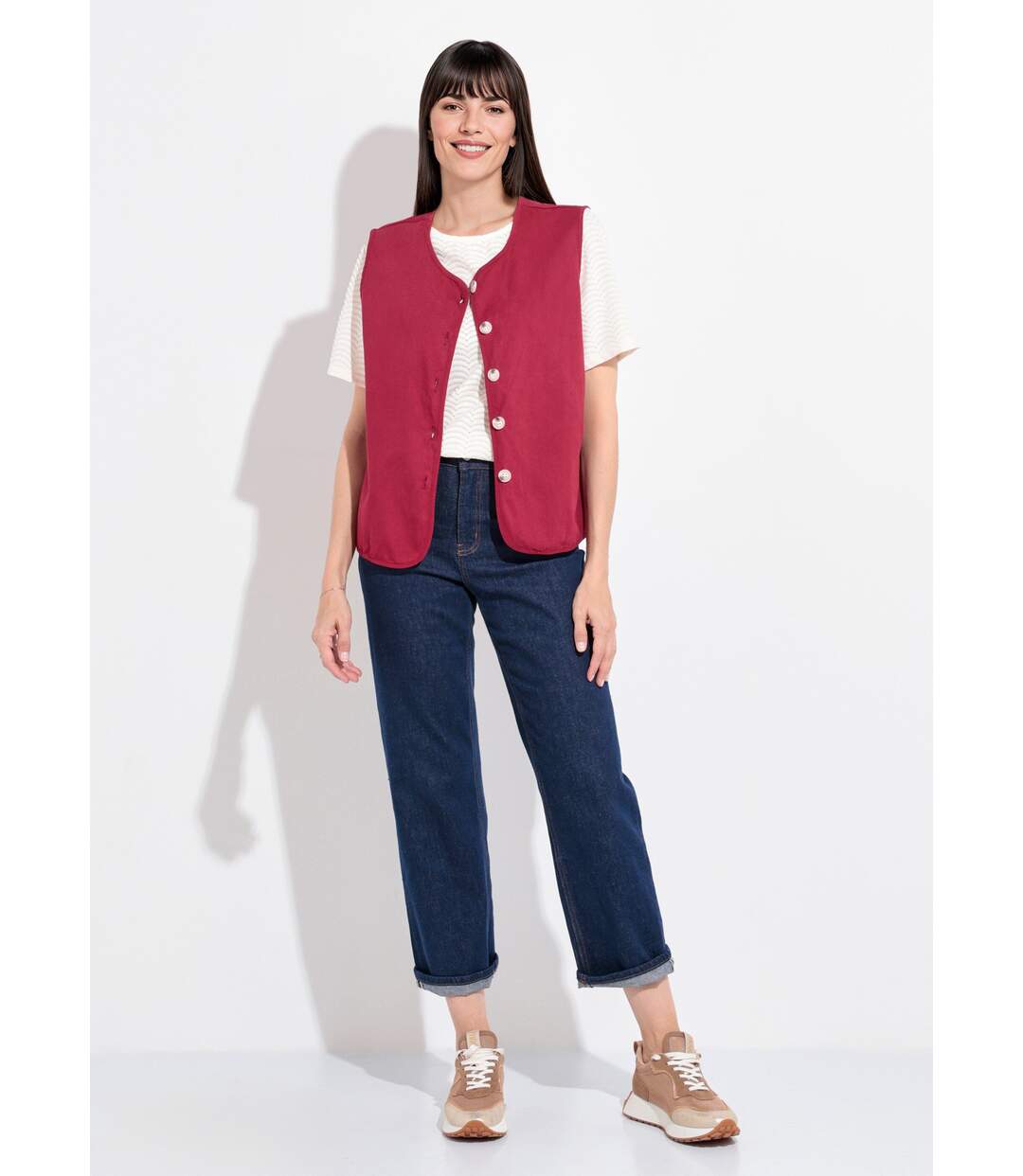 Gilet sans manches col rond en twill-3