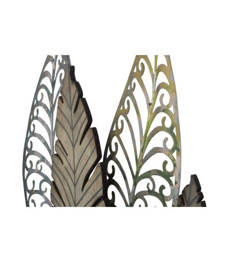 Déco Murale en Métal Foglie 87cm Argent & Or