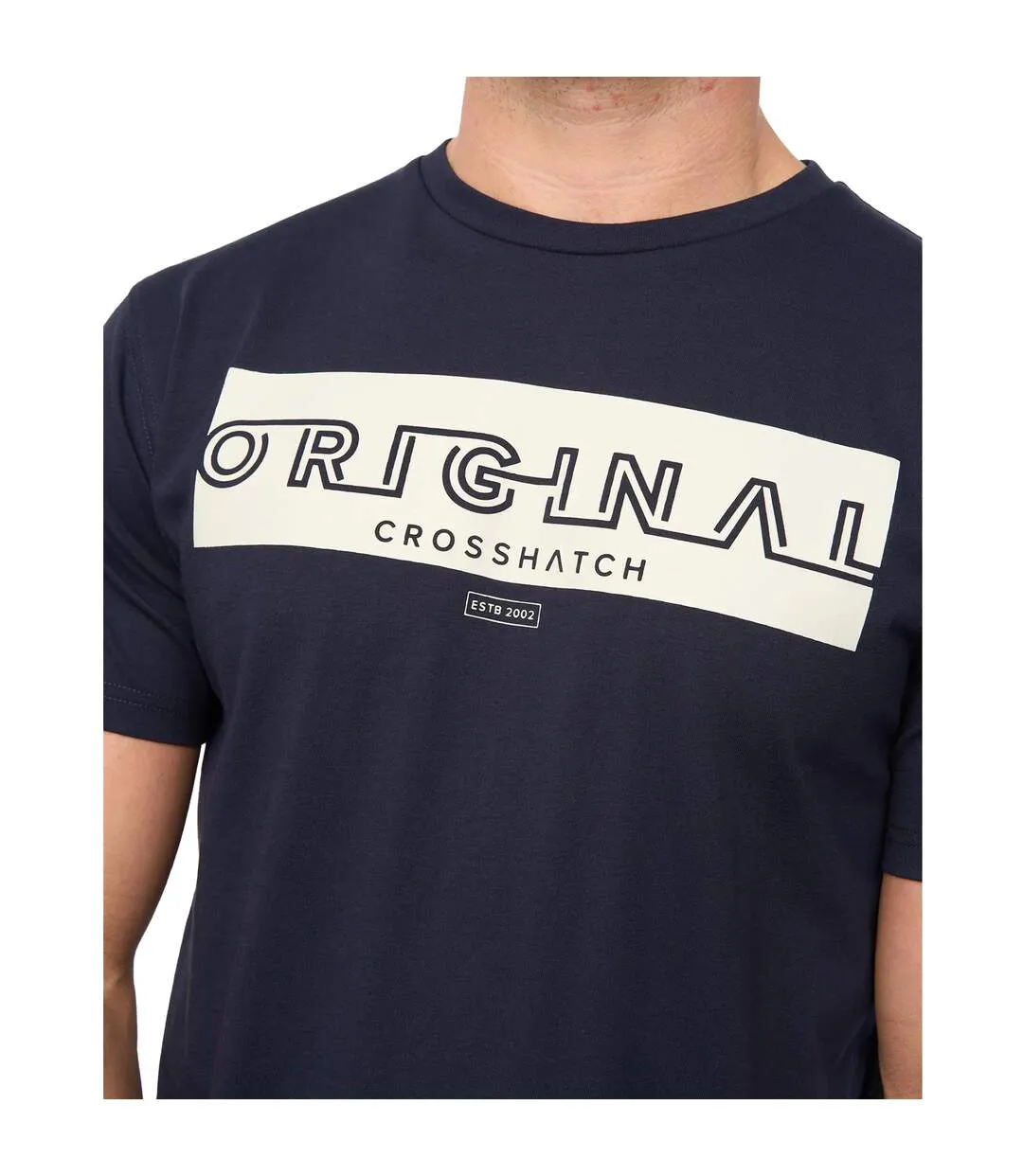 Mens Kratmoss T-shirt Navy Crosshatch-4