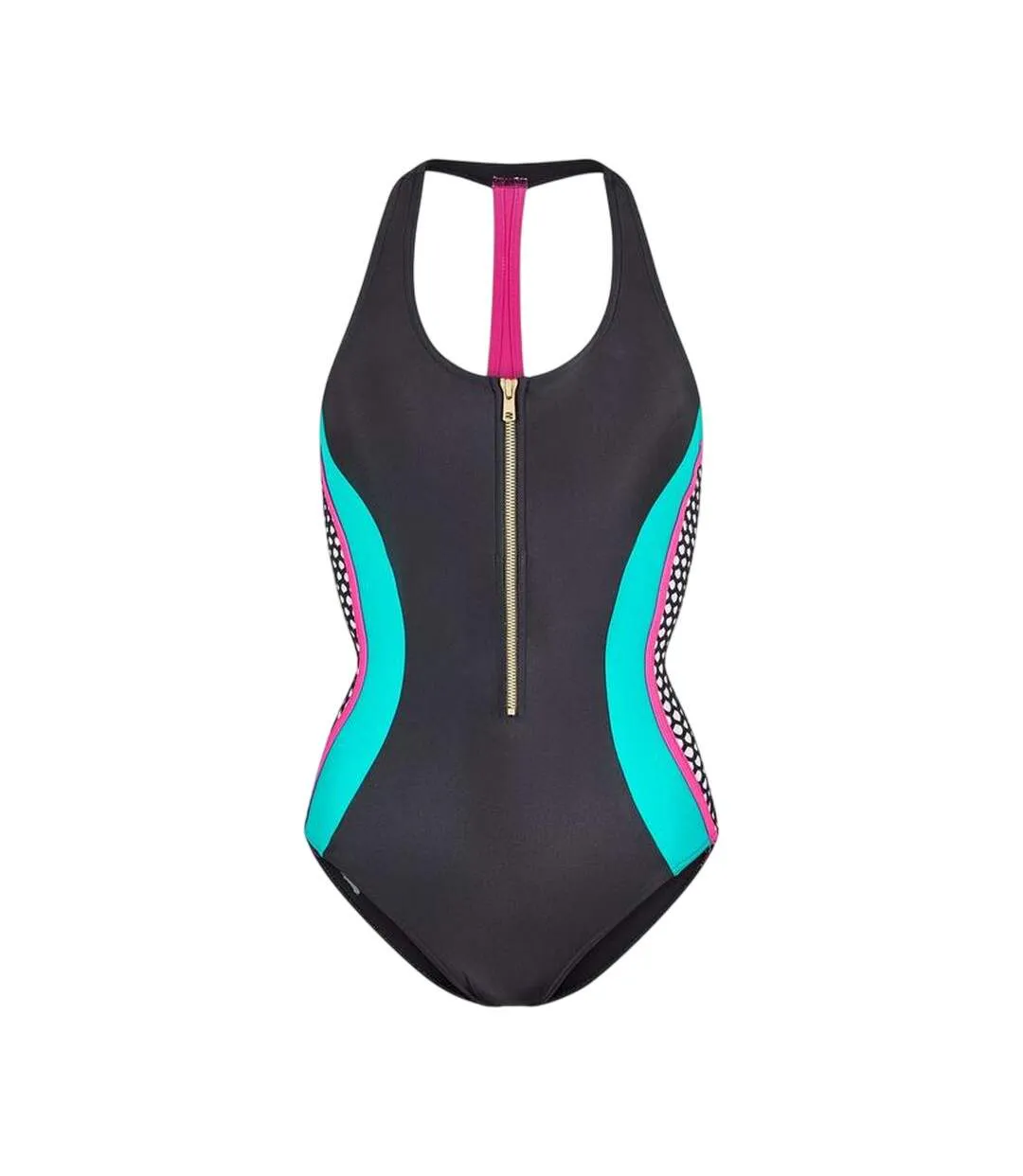 Womens/ladies Front Zip One Piece Swimsuit Multicoloured Zoggs-2
