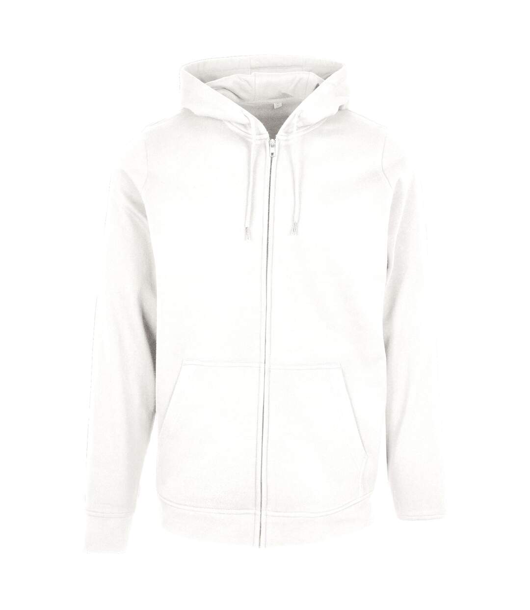 Mens plain full zip hoodie white Build Your Brand-1