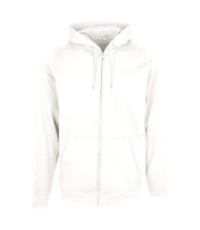 Mens plain full zip hoodie white Build Your Brand
