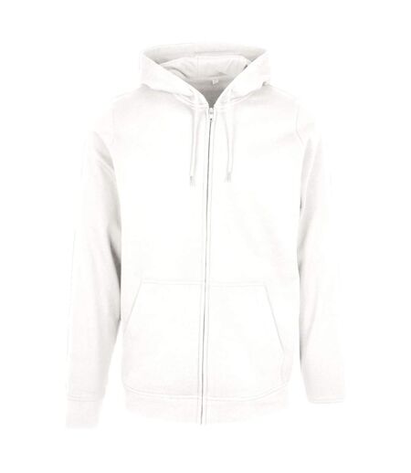Mens plain full zip hoodie white Build Your Brand