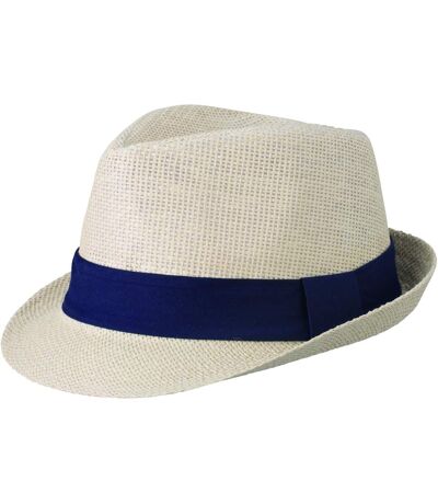 Chapeau été léger - ruban contrasté- adulte - MB6564 - naturel ruban bleu marine