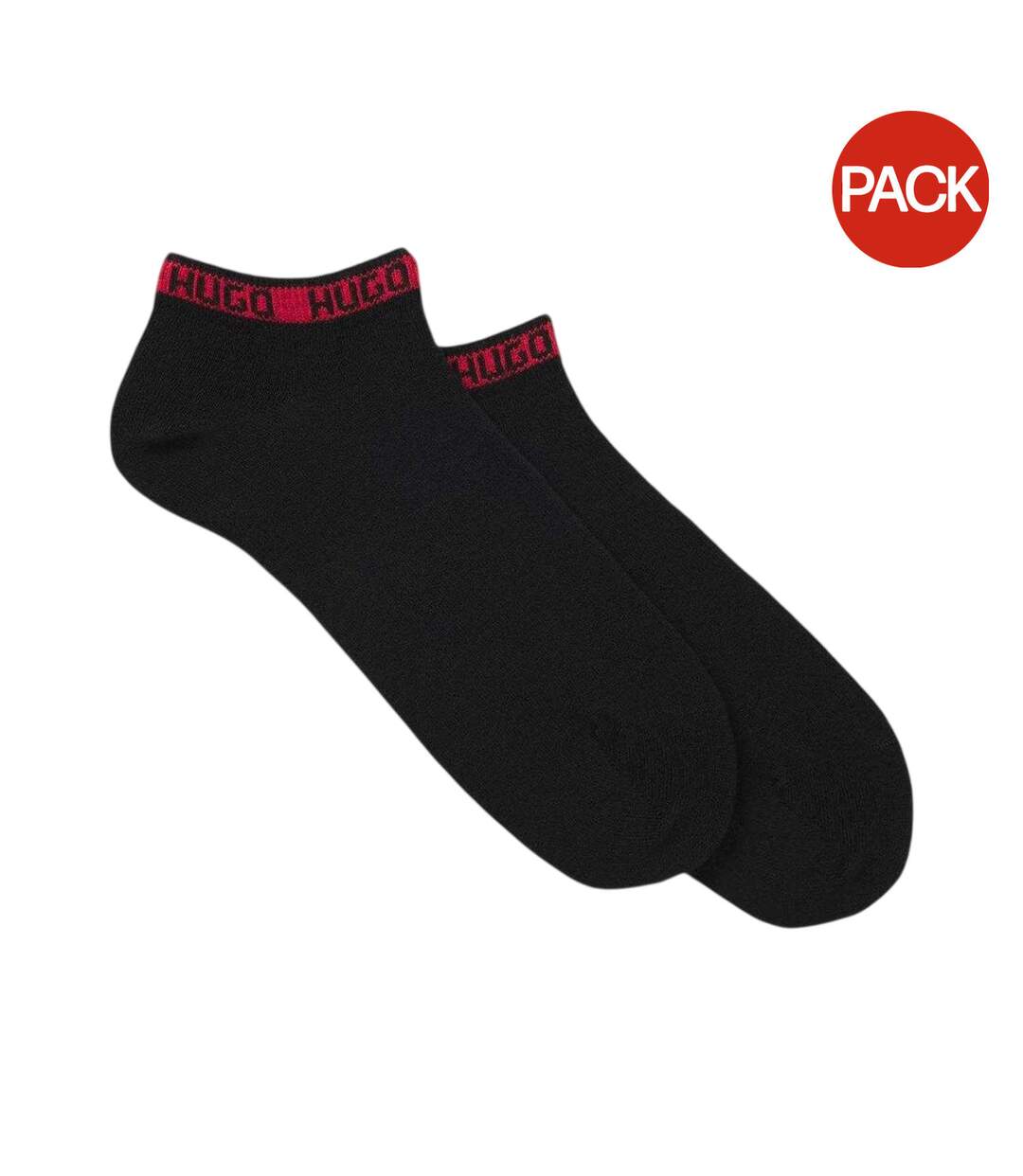 Pack Of 2  Mens Cotton Blend Ankle Socks  Black Hugo-1