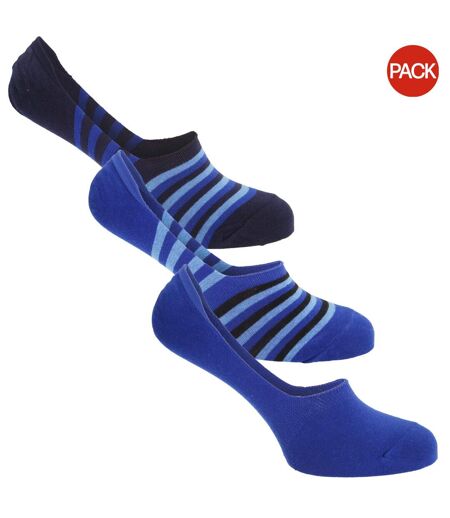 Floso Mens Invisible Trainer Socks (Pack Of 3) (Blue/Black) - UTMB429