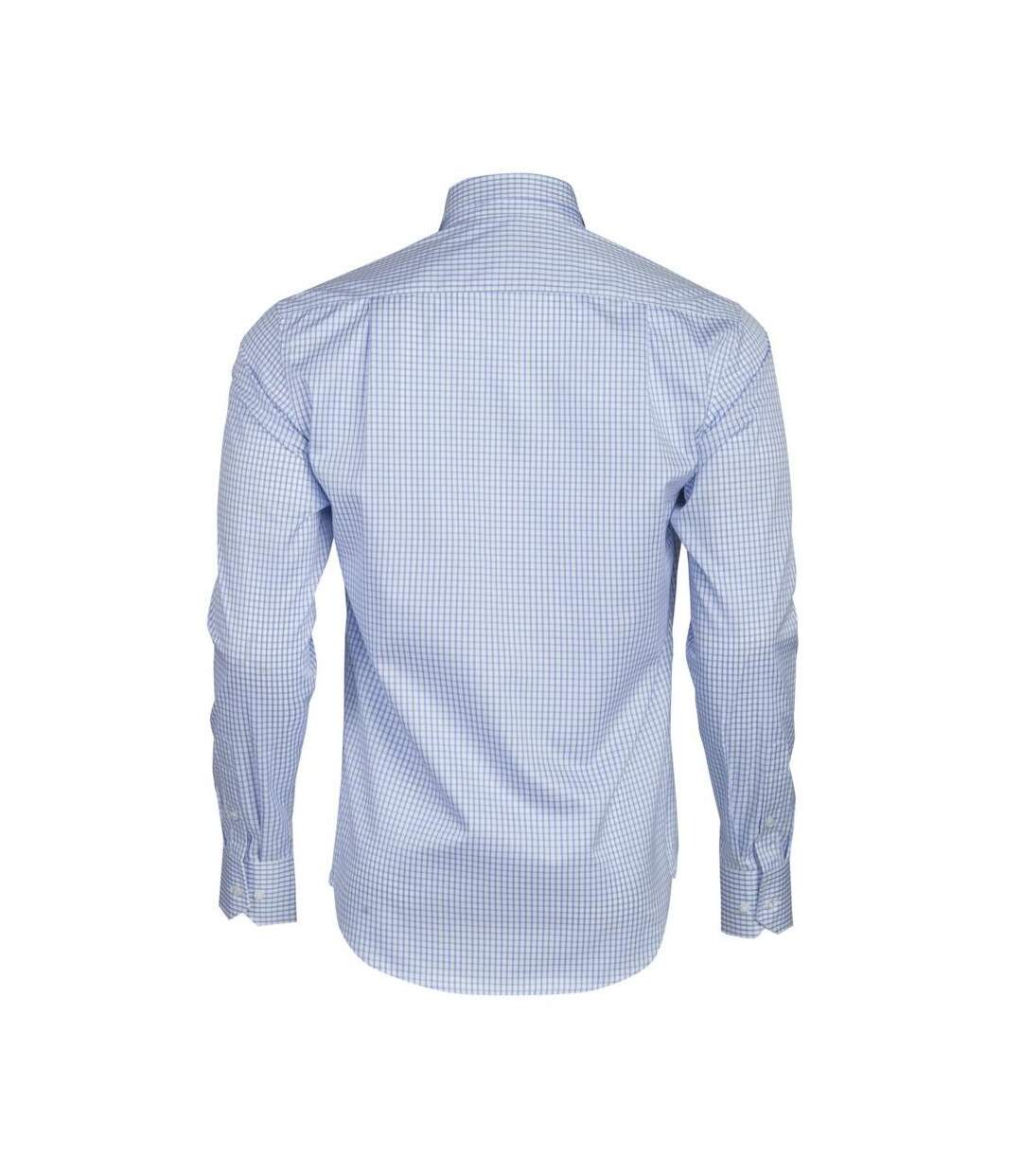 Mens Tribeca Checked Formal Shirt Light Blue James Harvest-2