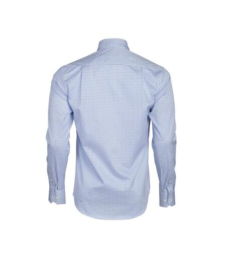 Mens Tribeca Checked Formal Shirt Light Blue James Harvest