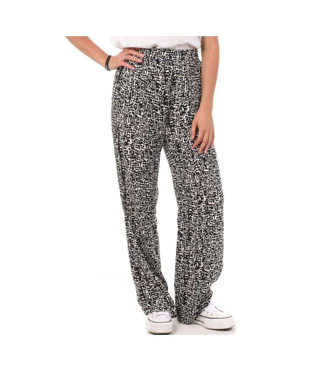 Pantalons ample noir/blanc femme vero moda wide - s-1