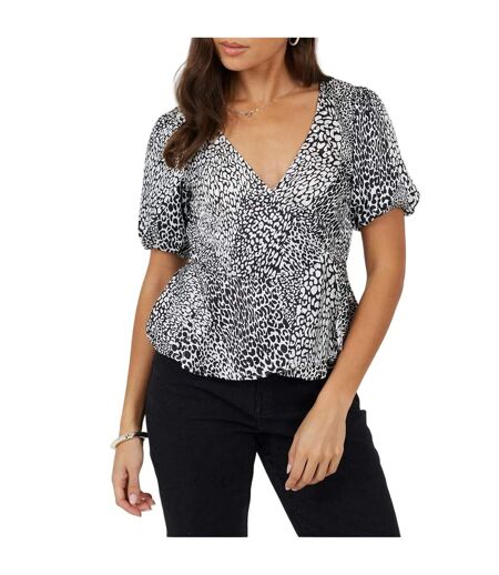 Haut Portefeuille Manches Bouffantes Femme Noir Blanc Brave Soul