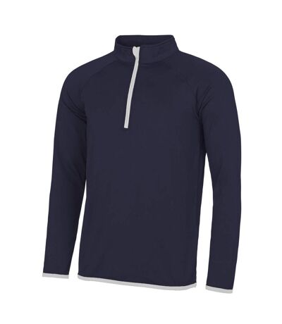 AWDis Just Cool Mens Half Zip Sweatshirt (French Navy/ Arctic White) - UTRW4815