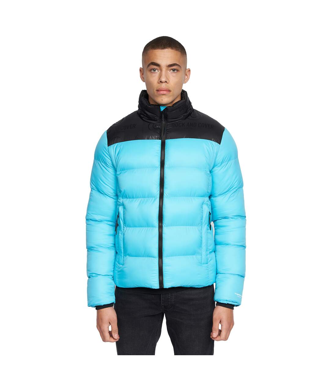 Mens synflax puffer jacket turquoise Duck and Cover