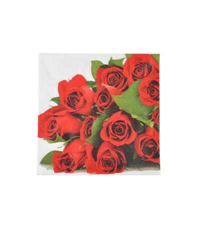 Lot de 20 Serviettes en Papier Bouquet 33x33cm Rouge