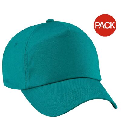Beechfield Unisex Plain Original 5 Panel Baseball Cap (Pack of 2) (Emerald) - UTRW6698