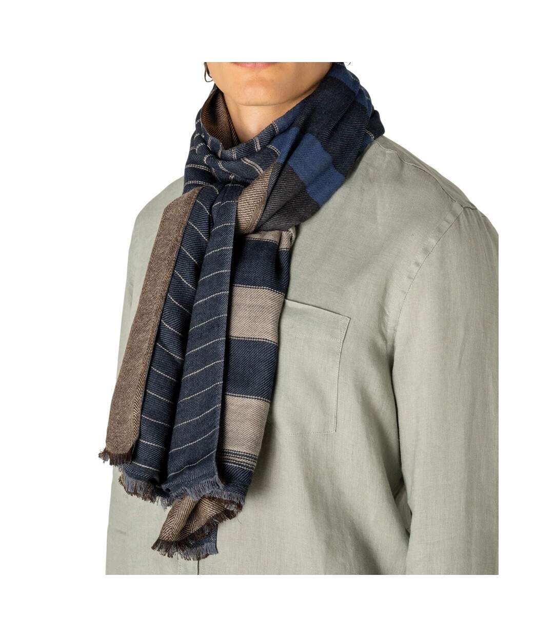 Écharpe Adulte Taille Unique Bleu Marron Spasso-2