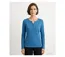 MAYFLOWER NOVICE2 – Tee-shirt manches longues bleu col tunisien satin pour un style chic et fluide-1