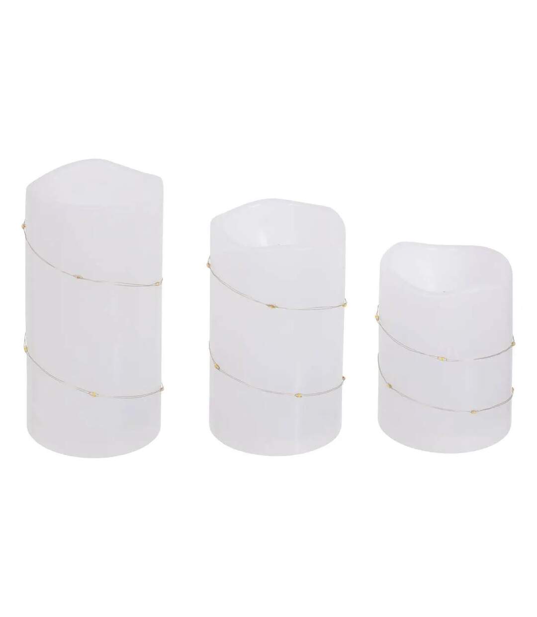 Lot de 3 Bougies LED Copper 14cm Blanc Chaud-1