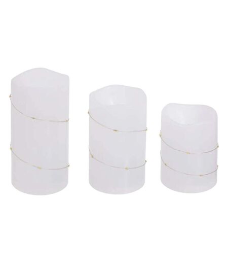 Lot de 3 Bougies LED Copper 14cm Blanc Chaud