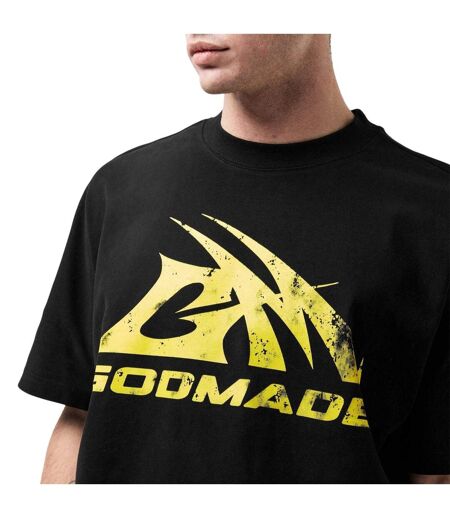 Mens Logo Boxy T-shirt Black Yellow GodMade