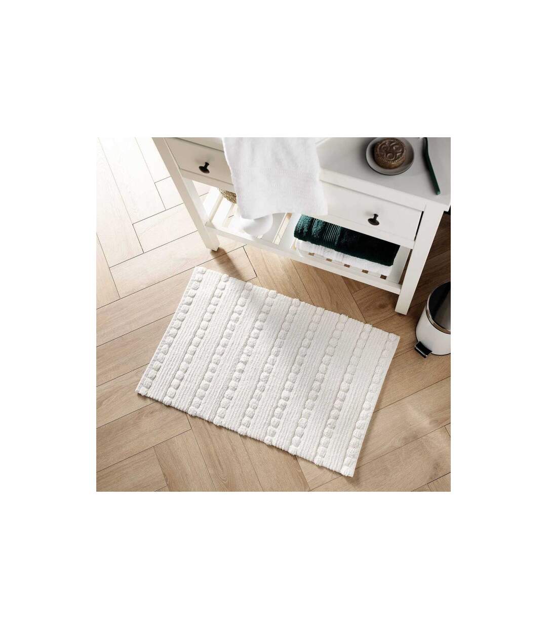 Tapis de Bain Jacquard Cleonis 50x80cm Blanc-5