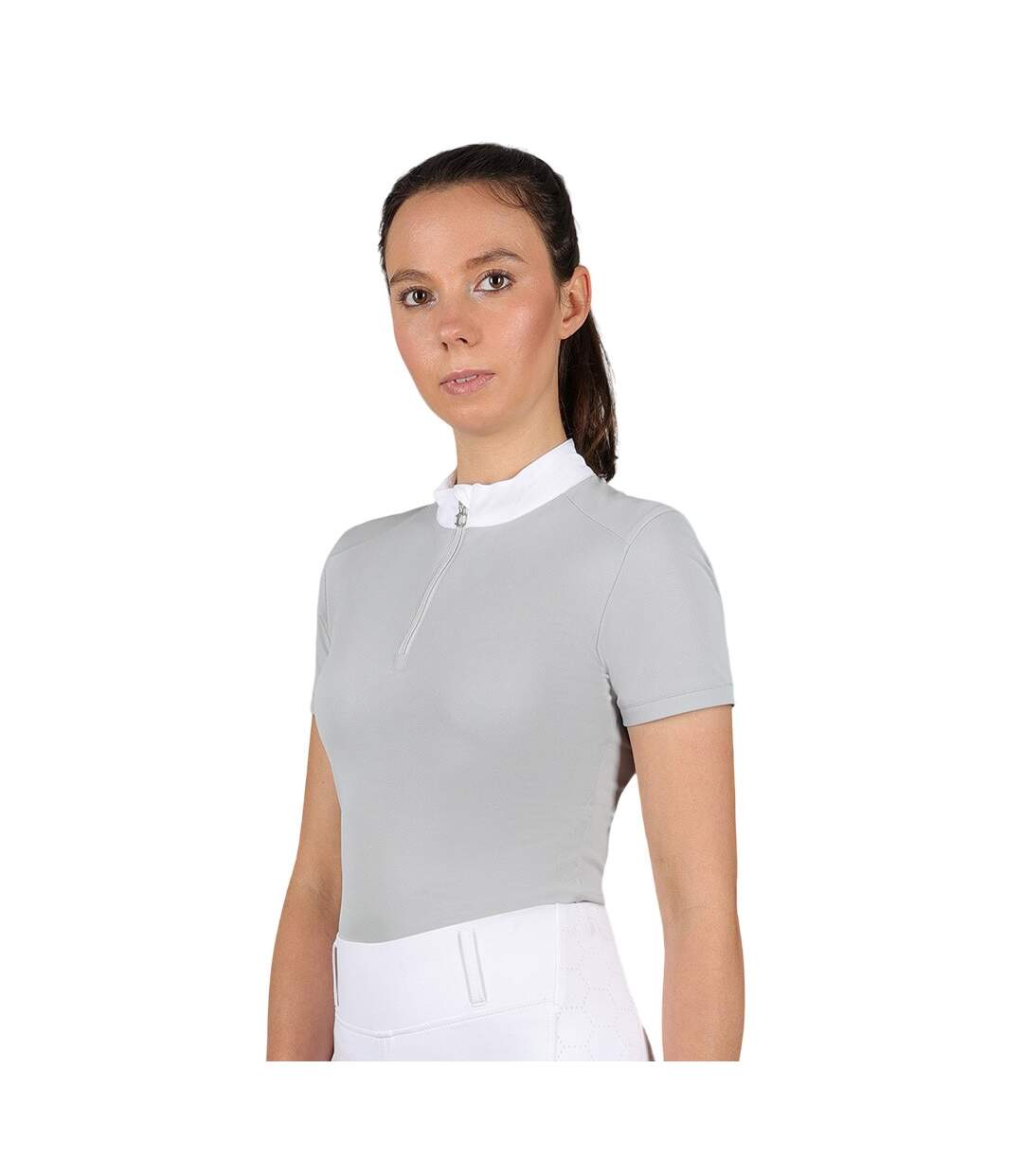 Womens/ladies Oxnam Competition Show Shirt Pearl Grey Coldstream-1