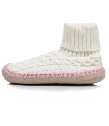 Isotoner Chaussettes d'intérieur femme maille torsadée, picots antidérapants