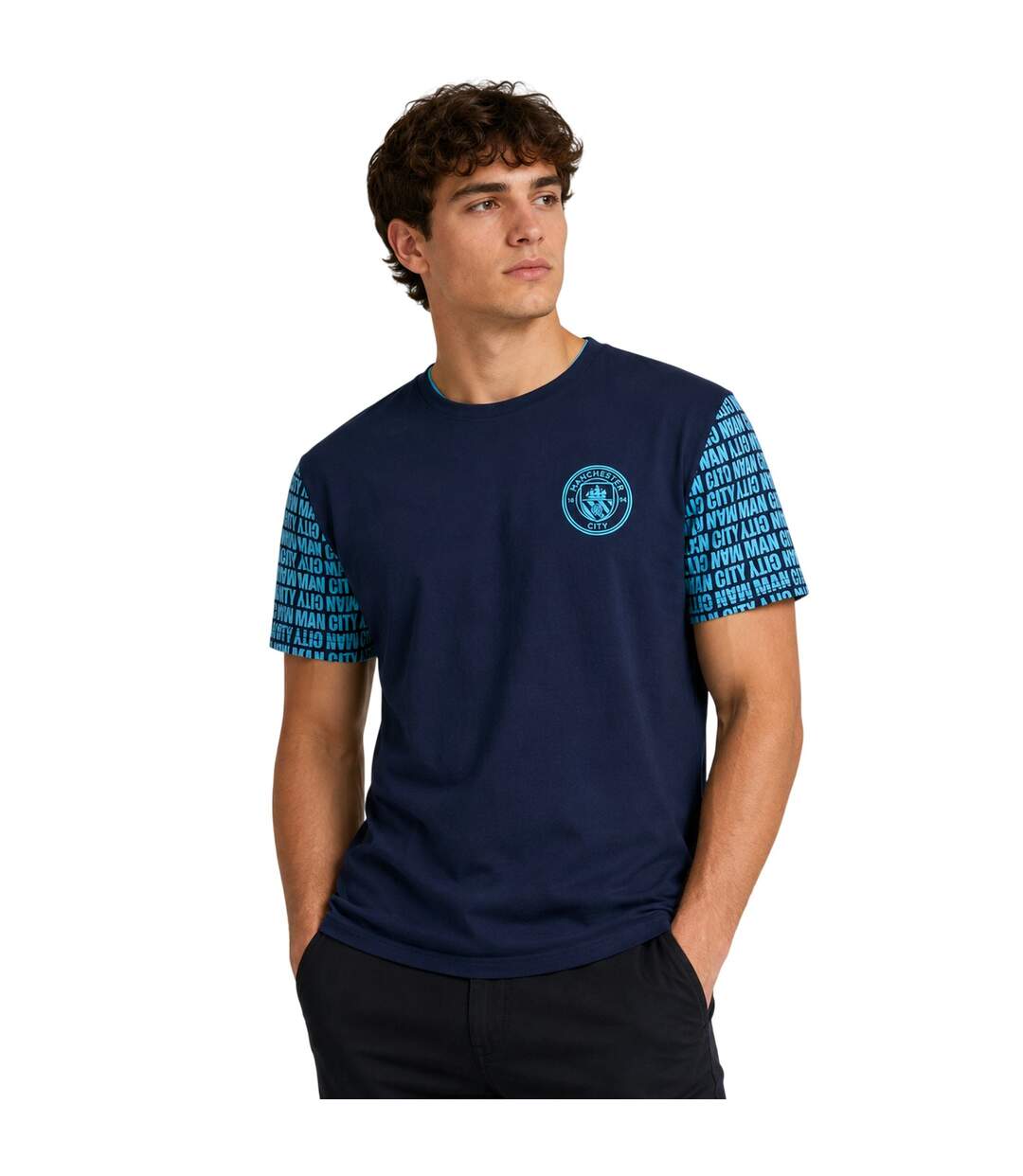 T-shirt Motif/style Manchester City Fc Homme Bleu Source Lab-1