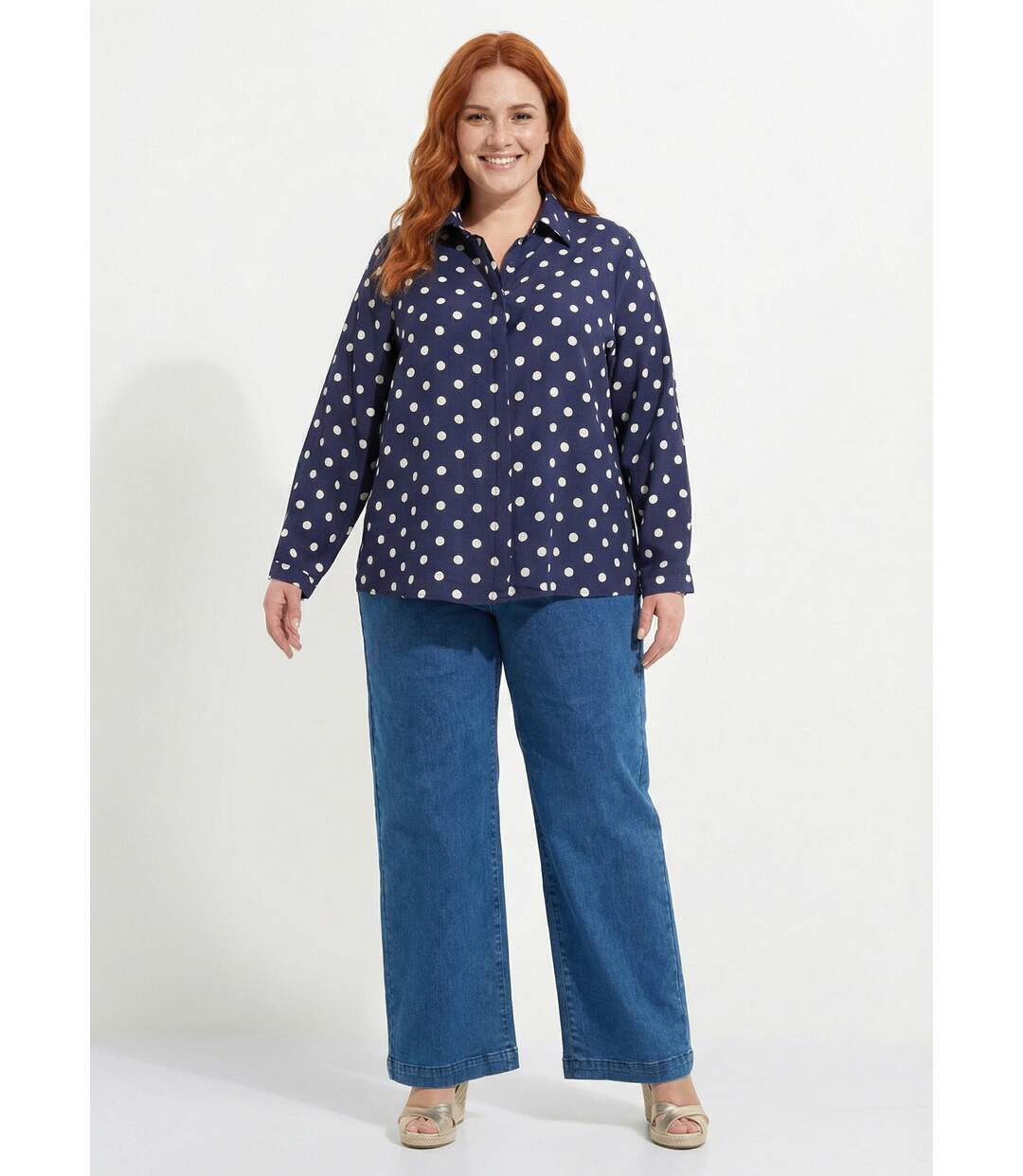 Chemisier chic, imprimé pois-3