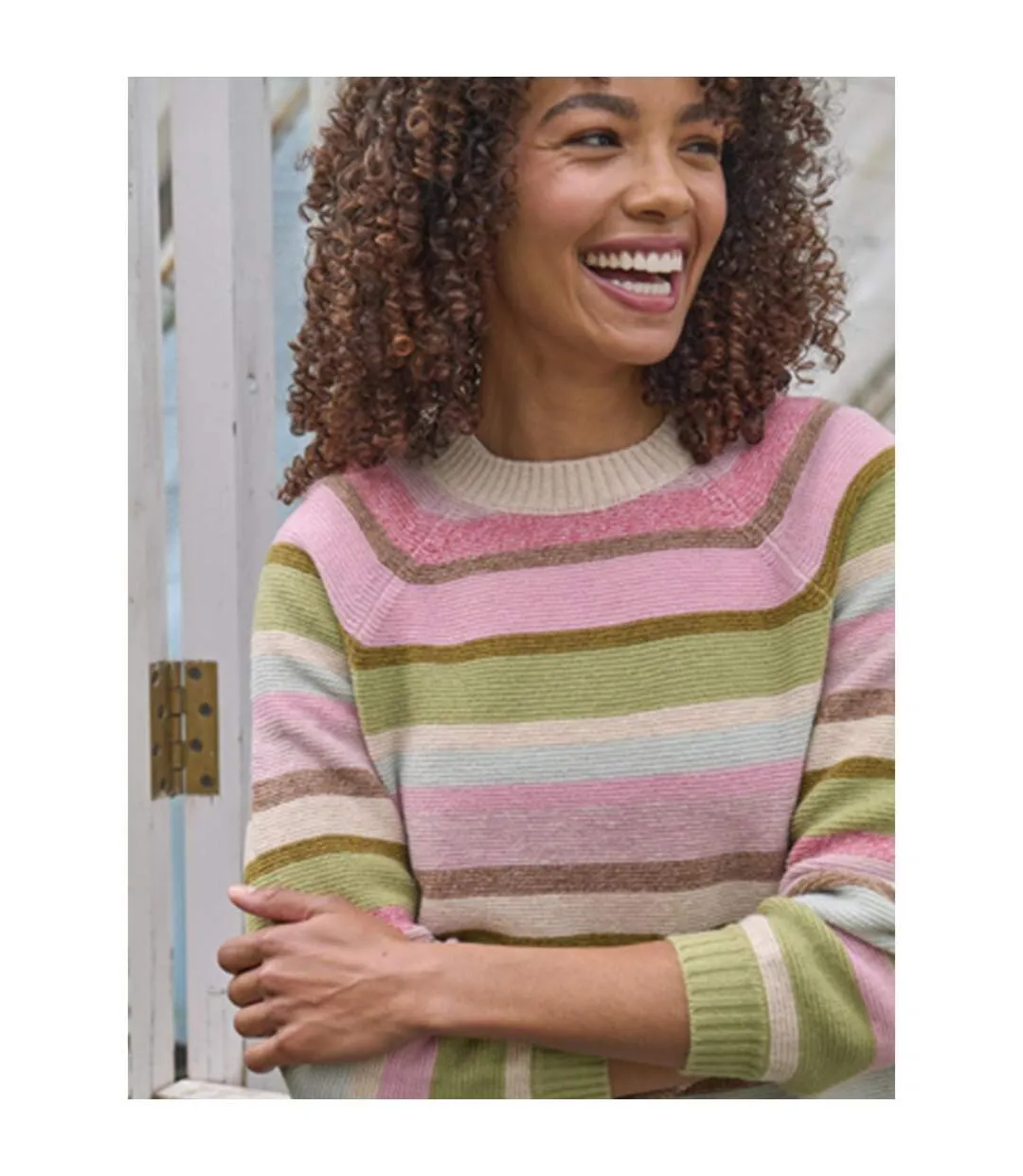Womens/ladies Purl Striped Stitched Jumper Multicoloured WoolOvers-3
