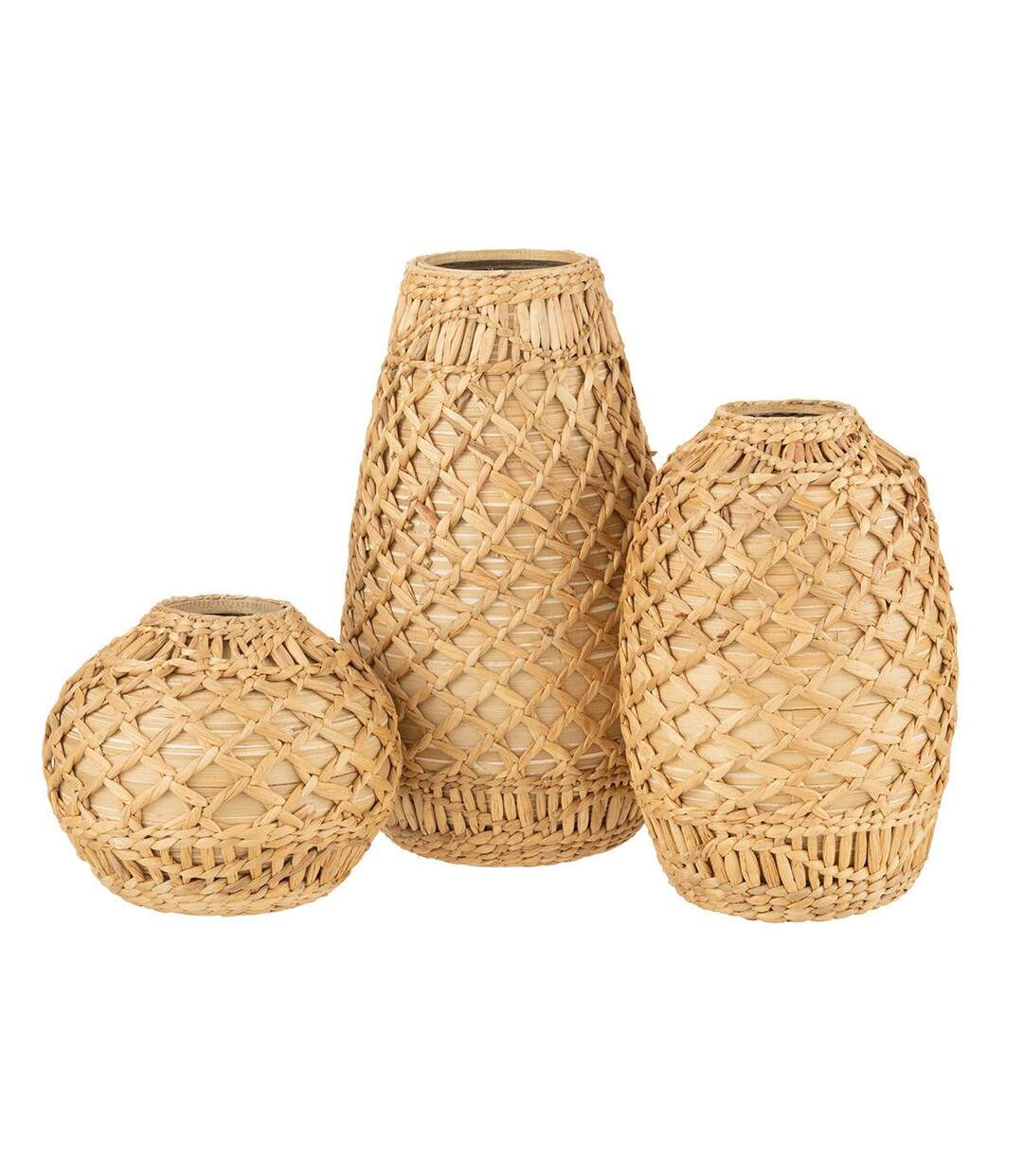 Vase Déco Tressé Bambou 37cm Naturel-2
