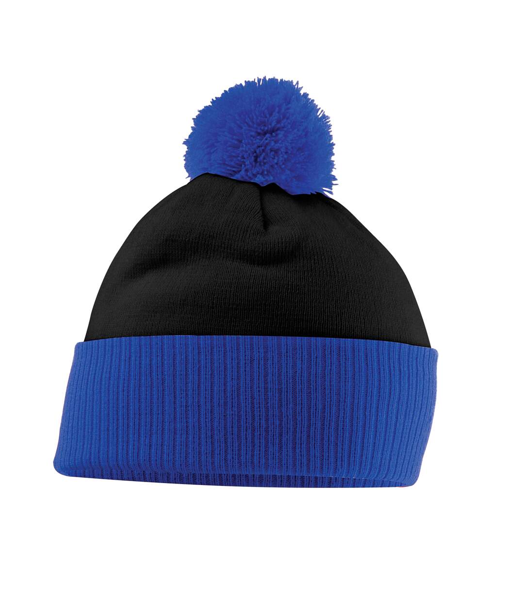 Unisex adult snowstar two tone beanie black/bright royal blue Beechfield-1