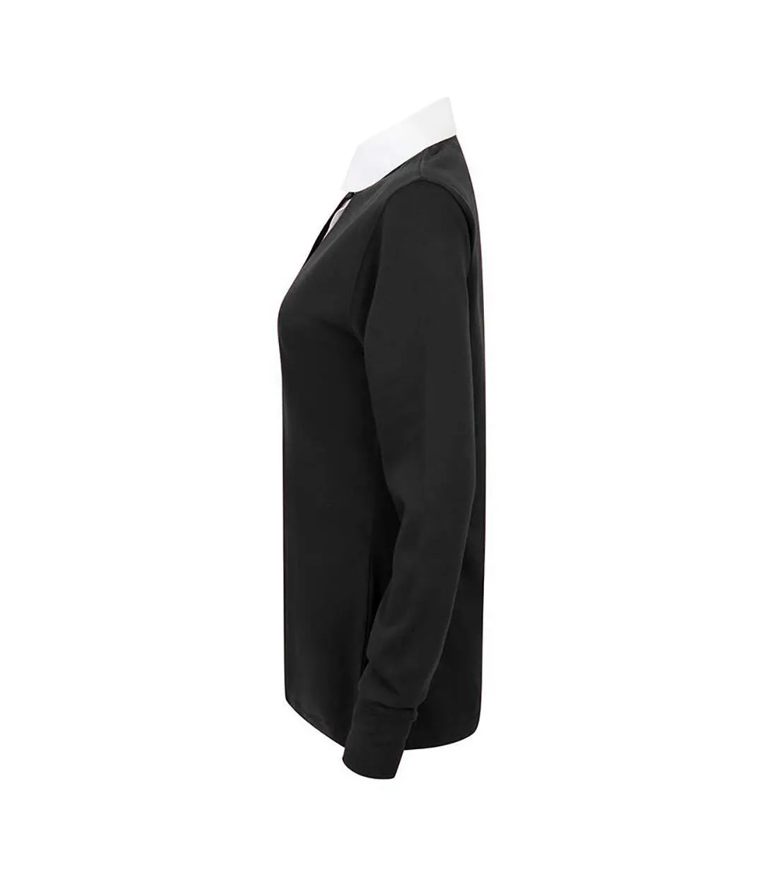 Polo De Rugby 100% Coton Femme Noir Blanc Front Row-3