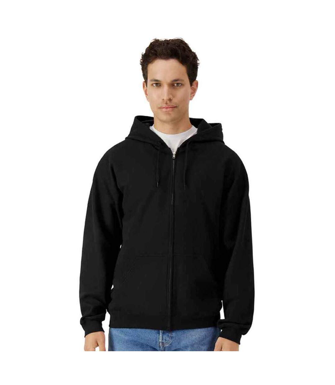 Mens Softstyle Midweight Full Zip Hoodie Black Gildan-1