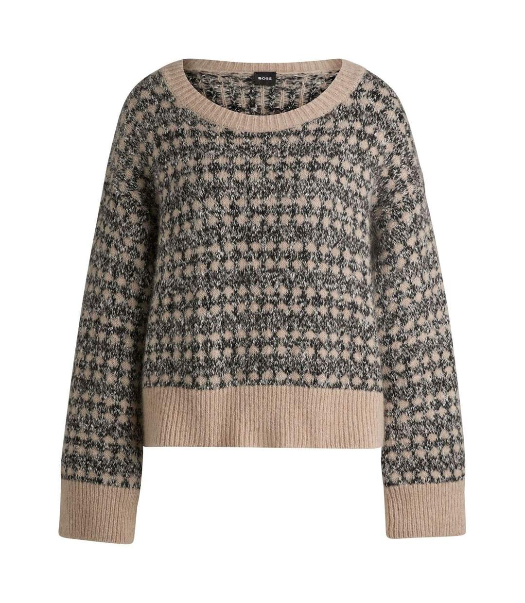 Pull Style Tricoté Fernade Femme Beige Boss-2