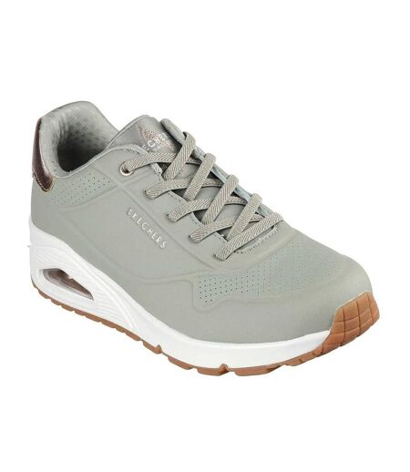 Womens/ladies Uno Stand On Air Wedge Trainers Sage Skechers
