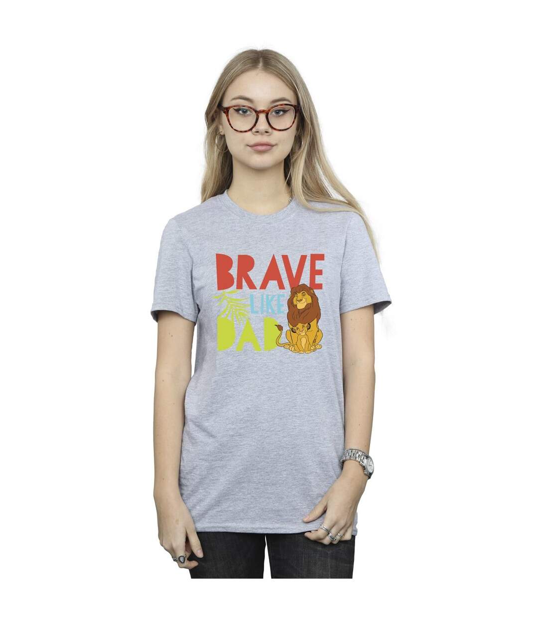 Disney Womens/Ladies The Lion King Brave Like Dad Cotton Boyfriend T-Shirt (Gris sportif) - UTBI29570-2