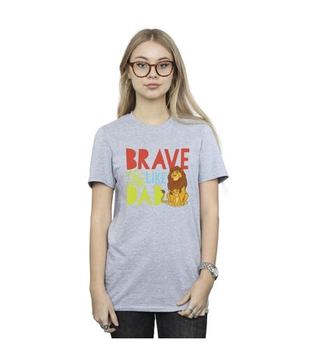 Disney Womens/Ladies The Lion King Brave Like Dad Cotton Boyfriend T-Shirt (Gris sportif) - UTBI29570