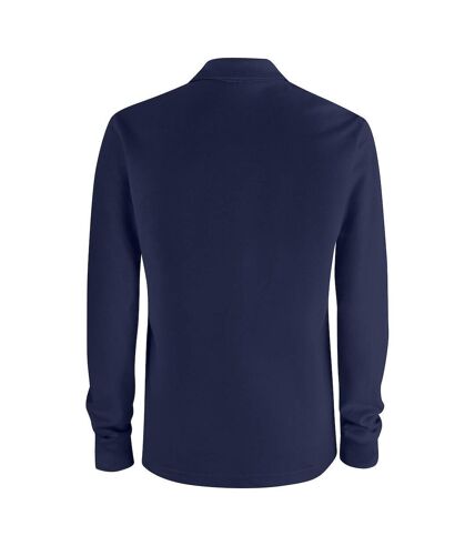 Unisex adult plain long-sleeved polo shirt dark navy Clique