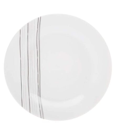 Lot de 6 Assiettes Plates Lignes 27cm Blanc