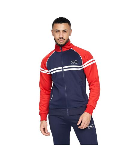 Mens Klaman Tracksuit Navy Red Crosshatch