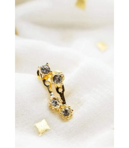 Gold Zircon Minimalist Line Back Ear Bar Drop Bar Everyday Stud Earrings