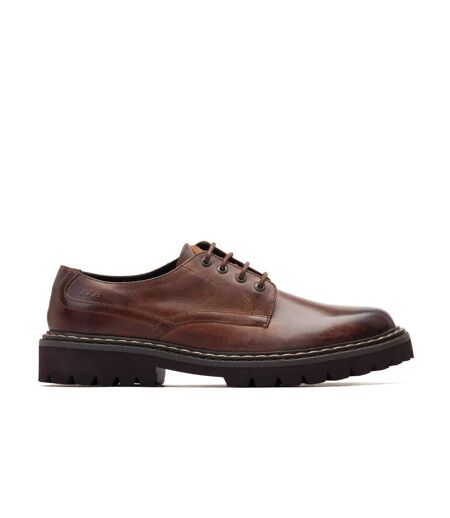 Base London Mens Wick Leather Derby Shoes (Burnt Brown) - UTFS9400