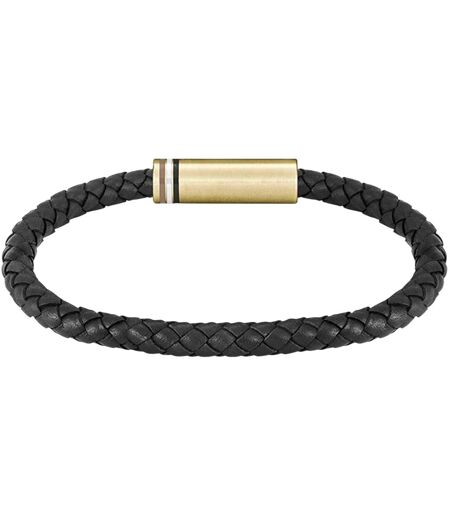 Mens Ares Leather Bracelet One Size Gold Boss