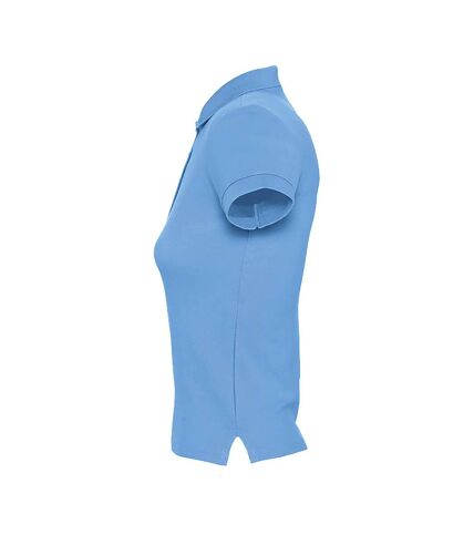 SOLS Womens/Ladies People Pique Short Sleeve Cotton Polo Shirt (Sky Blue) - UTPC319