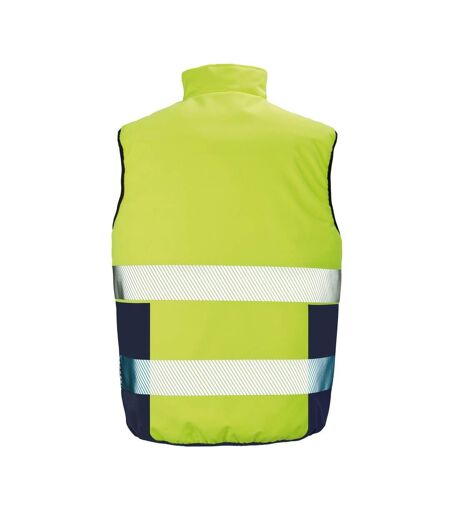 Doudoune sans manches homme jaune fluo / bleu marine SAFE-GUARD by Result