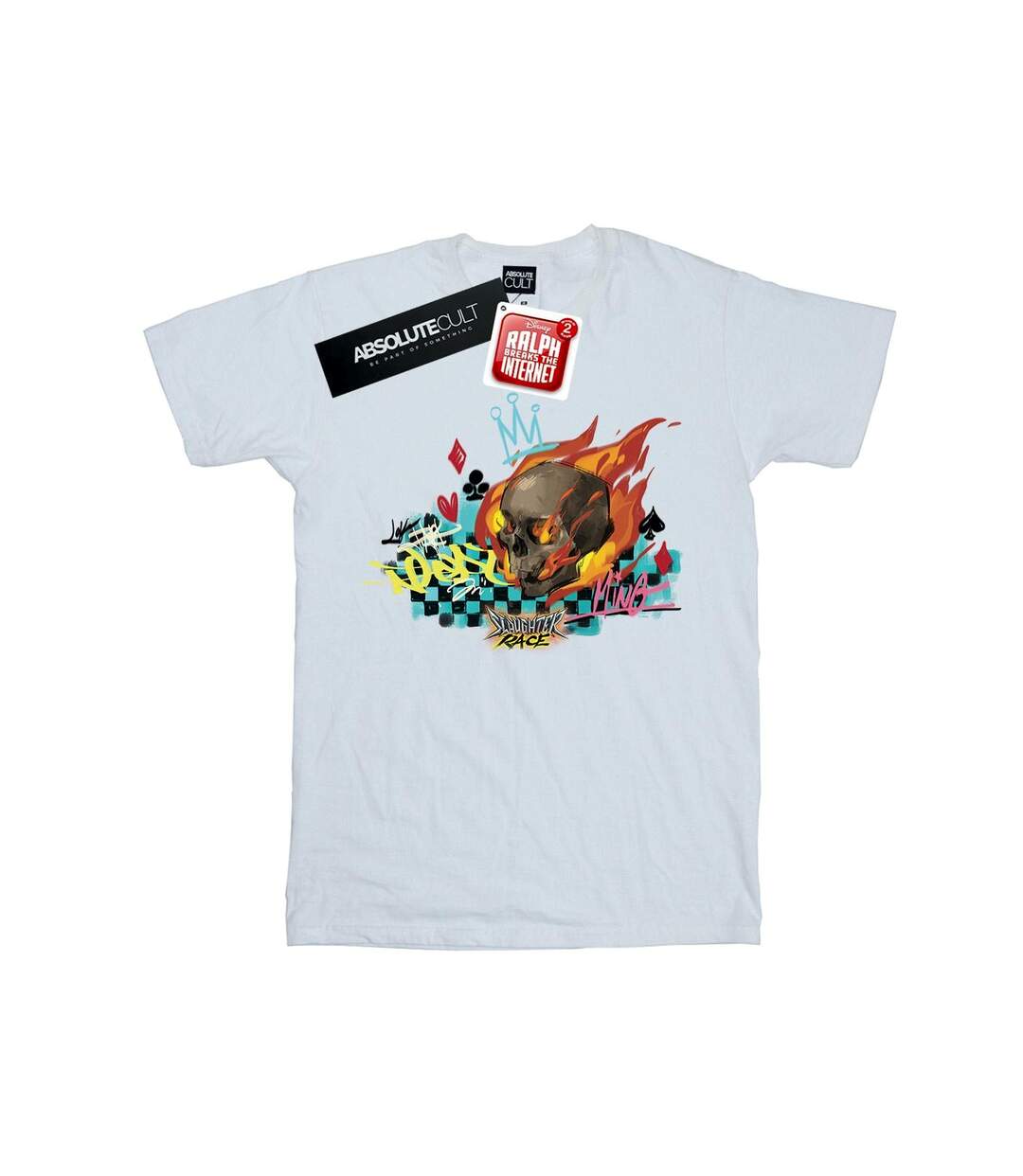 Disney Womens/Ladies Wreck It Ralph Race Skull Cotton Boyfriend T-Shirt (Blanc) - UTBI51639-1