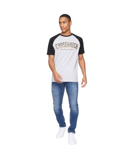 Mens Plotmar T-shirt Black Light Grey Marl Crosshatch