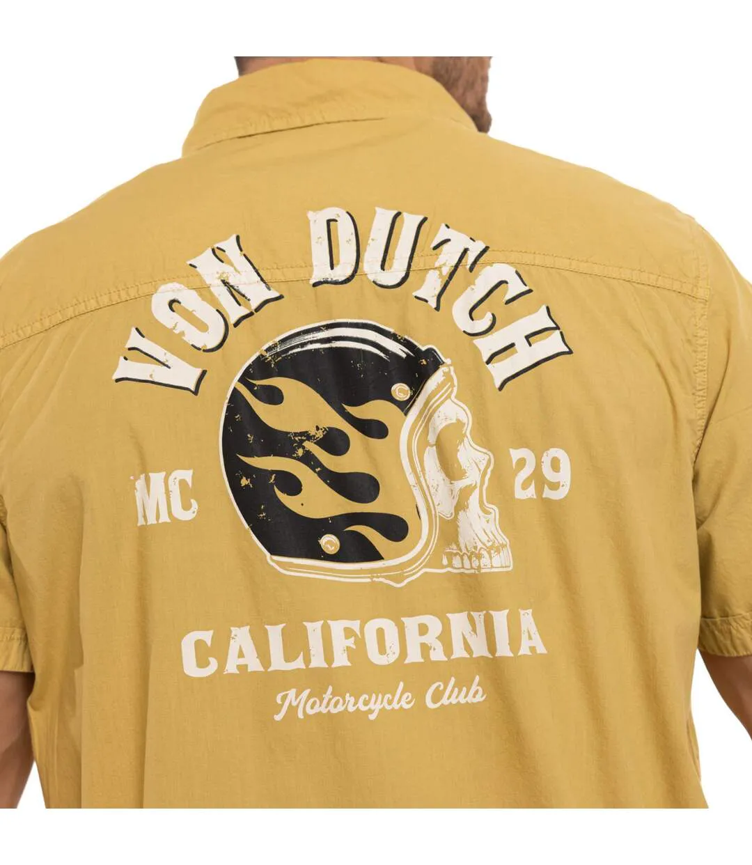 Chemise homme manches courtes en popeline patch et print dos Derek Vondutch-4