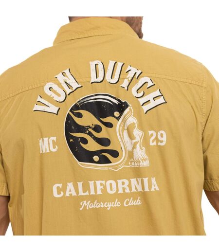 Chemise homme manches courtes en popeline patch et print dos Derek Vondutch